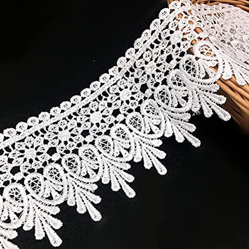 2 Yards White Lace Trim Ribbon Embroidered Floral DIY Wedding Dress Sewing Craft 2 Yards White Lace Trim Ribbon Embroidered Floral DIY Wedding Dress Sewing Craft